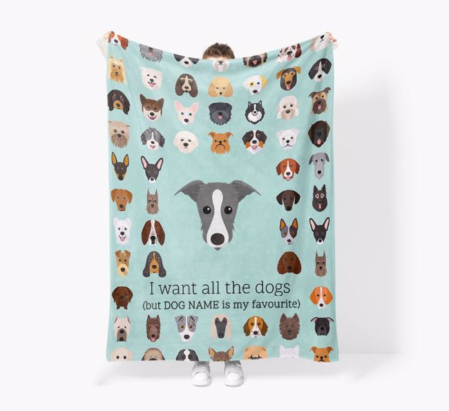 'All The Dogs' - Personalised Sherpa Fleece Blanket with {breedFullName} Yappicon